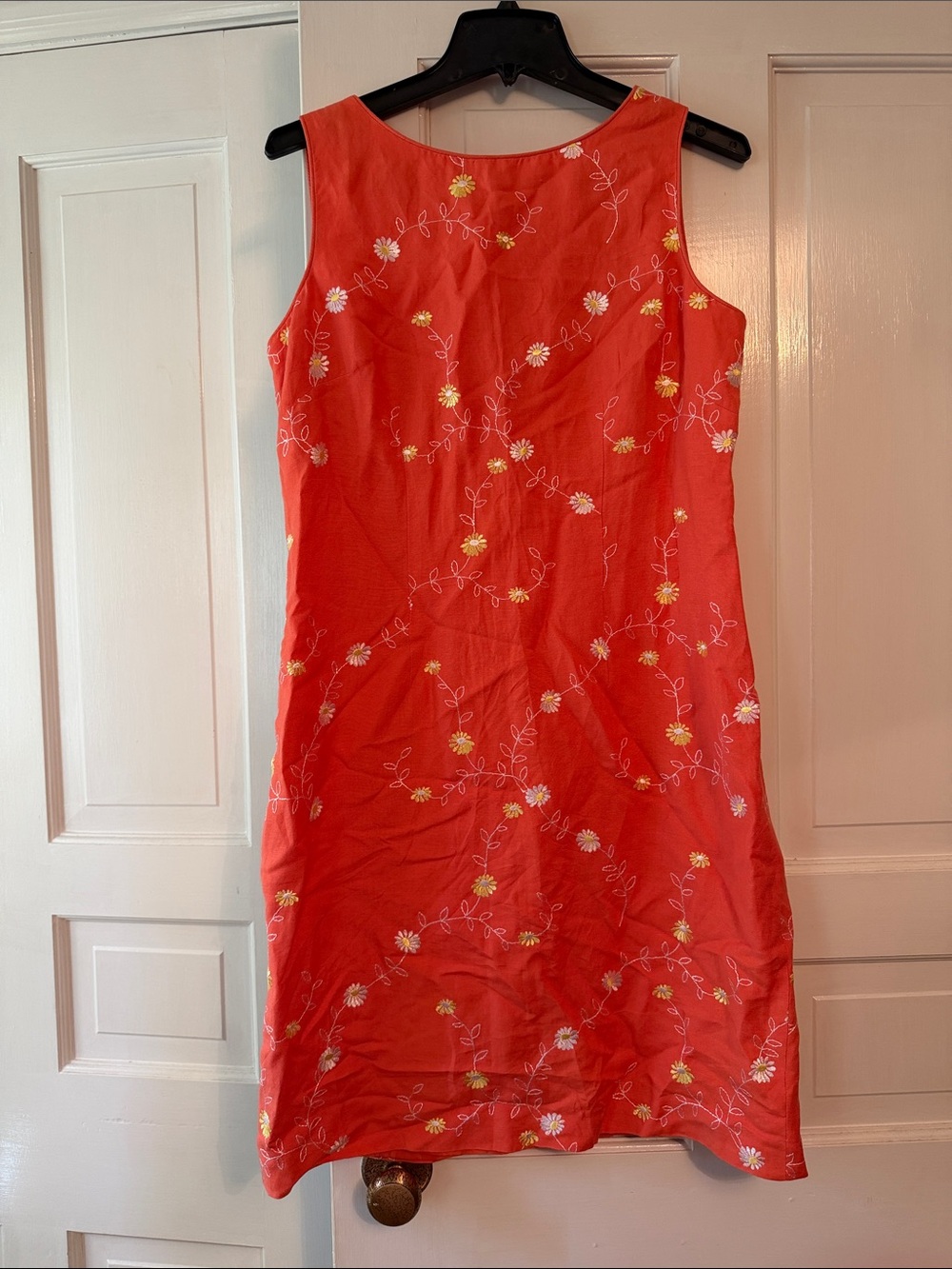 Coldwater Creek Coral Floral Embroidered Mini Dress